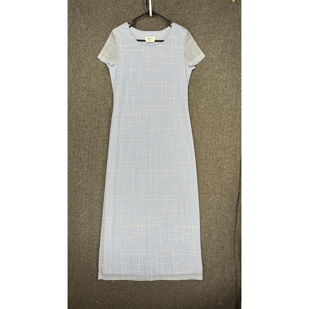 Vintage 90s A. Byer AGB Dress Fitted Maxi Women's 10 Baby Blue Chiffon Lined